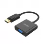 UNITEK Y-5118E DisplayPort-VGA-sovitin musta pistoke