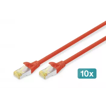 Digitus DK-1644-A-020-R-10 CAT 6A S/FTP kytkentäkaapeli 2 m, punainen, 10 kpl:n pakkaus
