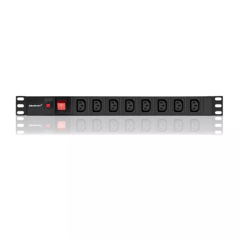 Qoltec 53998 pistorasia RACK 19 | 1U | 10A | PDU | 8xIEC C13 | 2m
