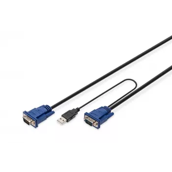 DIGITUS Octopus - näppäimistö-/video-/hiiri- (KVM-) kaapeli - HD-15 (uros) - USB Type-A, 4-napainen, PS/2, 6-napainen (uros) - 5,0 m - musta (DS-19233)