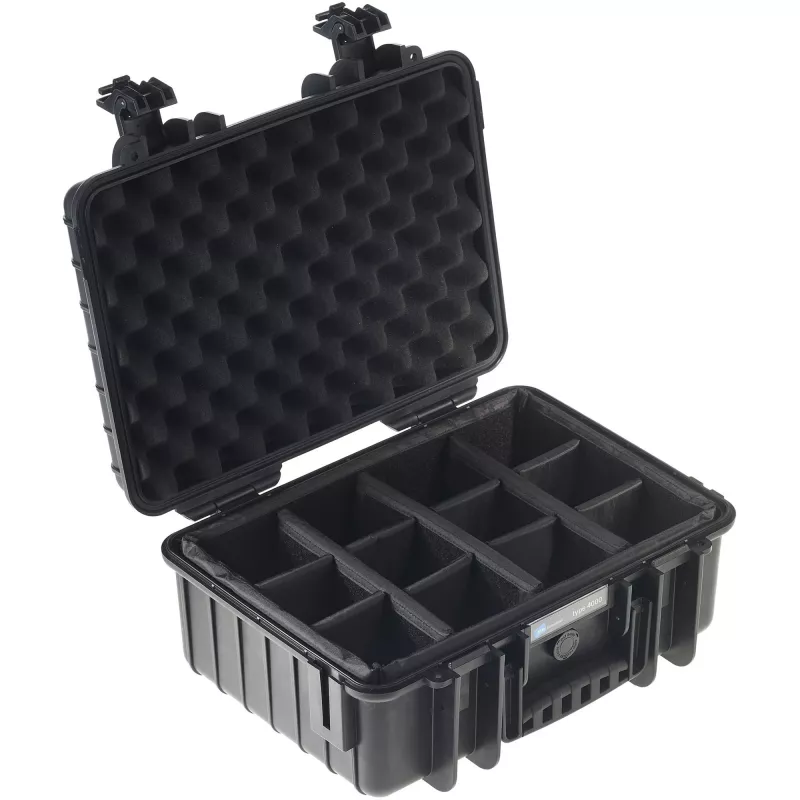 B&W outdoor.cases Type 4000 kova kuljetuskotelo ja pehmustettu jakajasarja, musta, 4000/B/RPD