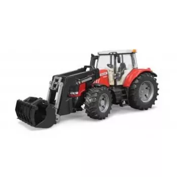 Lelutraktori BRUDER Massey Ferguson 7624 etukuormaajalla, punainen, lapsille 3 vuotta ja vanhemmille
