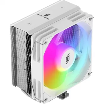 CPU-jäähdytin Silentware Bora RGB valkoinen 120 mm PWM-ARGB-tuulettimella, 215 W TDP, yhteensopiva AM5 ja LGA1851 kanssa