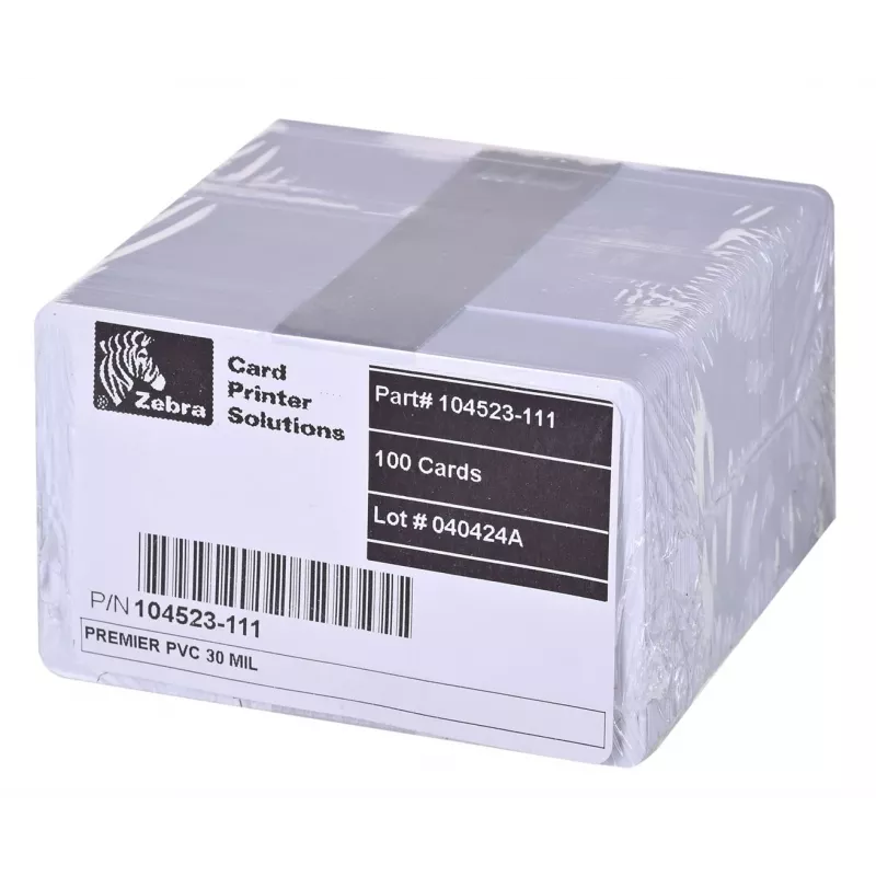 Zebra Premier PVC-kortit, 30 mil (5 pakkausta x 100)