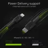 Green Cell PowerStream KABGC07 USB-C–Lightning-kaapeli, 1 m, PD, Apple MFi, musta