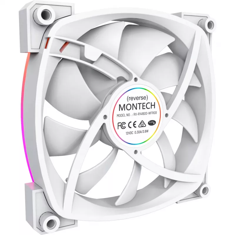 Montech RX140 PWM 140 mm ARGB-kotelotuuletin - valkoinen