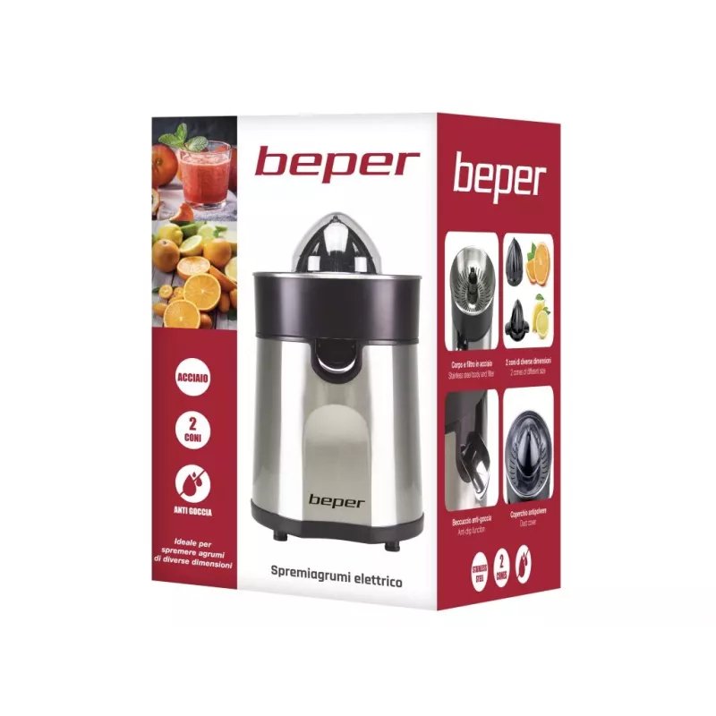 Beper P102EST001 sähköinen sitruspuristin 85 W ruostumaton teräs
