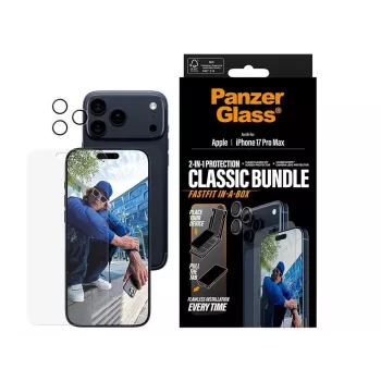 Suojapaketti näytölle ja kameran objektiiville PanzerGlass Apple iPhone 17 Pro Max — läpinäkyvä 2-in-1
