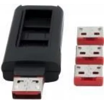 EXSYS EX-1114-R USB Type-A -porttilukko, 4x lukittava kansi USB-A-liitännöille avaimella, punainen