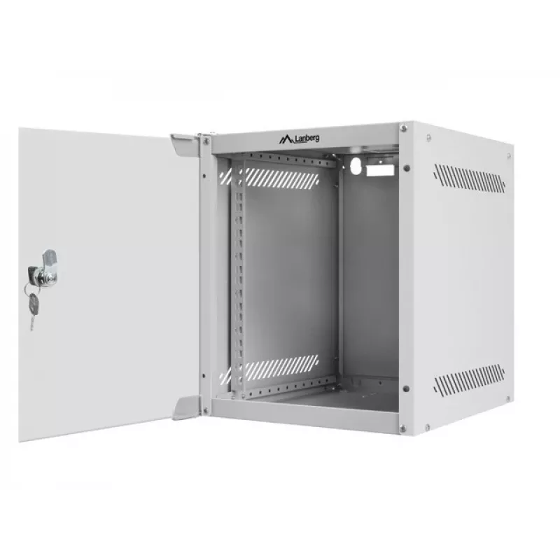 Lanberg WF10-2306-10S 10" seinäkiinnitteinen rack-kaappi 6U, 336×280×310 mm, lasiovi, 20 kg, harmaa (RAL 7035)