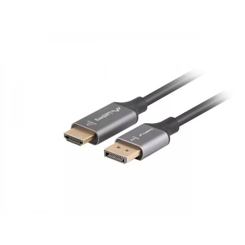 DisplayPort(M)-HDMI(M)-kaapeli 1 m 4K musta ja hopea