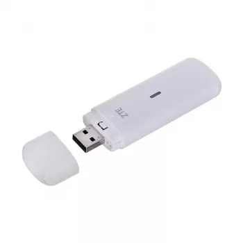 USB-matkapuhelinmodeemi ZTE MF833N, kannettava USB-muoto, 4G LTE-FDD/TDD jopa 150 Mbit/s, HSUPA/2G-tuki, microSD-paikka, valkoinen