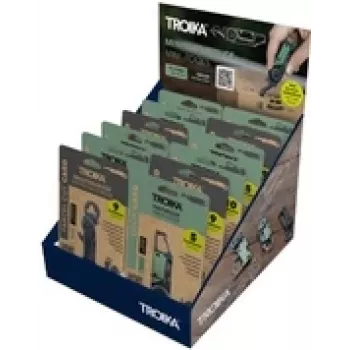 TROIKA Mini Tool Display CD156 — setti, jossa 12 mini-monitoimityökalua