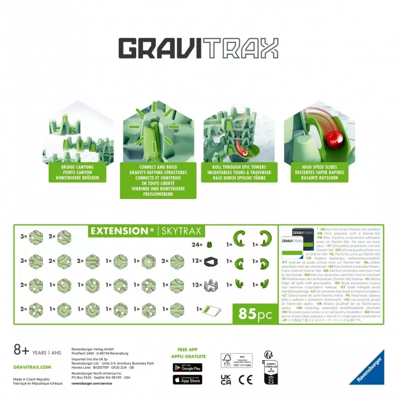 Kuularata Ravensburger GraviTrax laajennus Skytrax 8-vuotiaasta