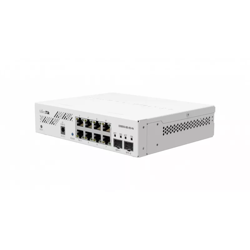 Verkkokytkin MikroTik CSS610-8G-2S+IN — 8x Gigabit RJ-45, 2x SFP+ 10G, PoE, 12–57V tulo