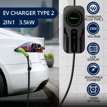 Mobiililaturi sähköajoneuvoille QOLTEC 52468 Type 2, 3,5 kW, 16 A, 5 m kaapeli, IP65