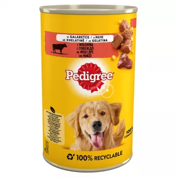 Koiran märkäruoka Pedigree Beef Adult 400 g säilyke — naudanlihan maku, proteiini 7,2 %, rasva 3,8 %, kosteus 82,5 %