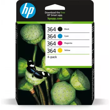 HP 364 4 kpl:n pakkaus musta/syaani/magenta/keltainen alkuperäiset mustekasetit