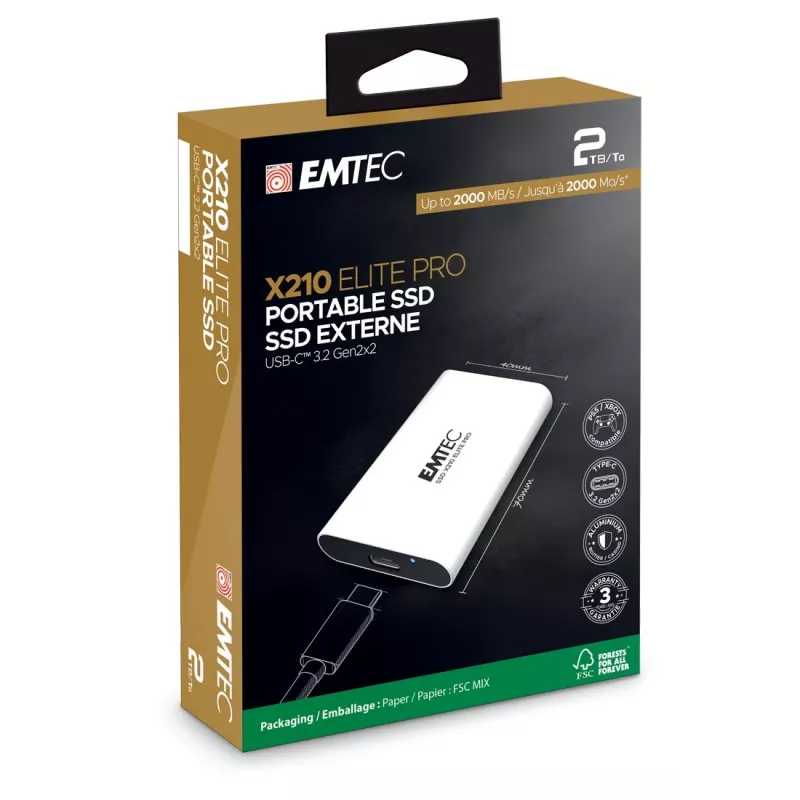 Kannettava SSD EMTEC X210 3.2 Gen2 2 TB