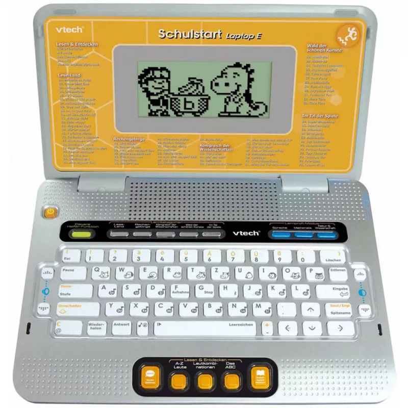 VTech Laptop E -oppimisläppäri lapsille suojakotelolla (keltainen/harmaa)