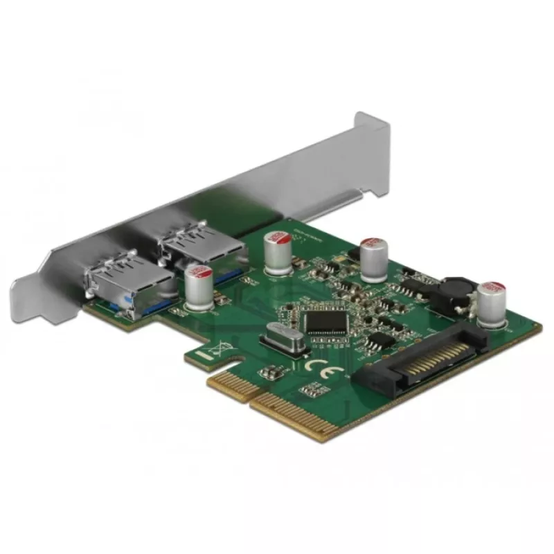 Delock PCI Express x4 -kortti 2 x ulkoisella USB 3.1 Gen 2 Type-A -liitännällä (90298)