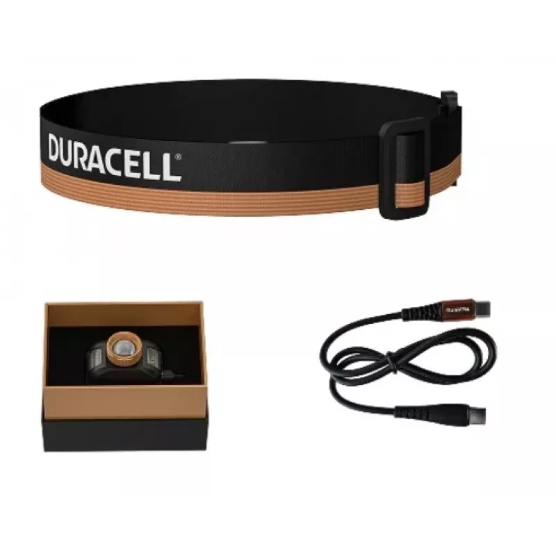 Otsalamppu Duracell DH1500R — musta/oranssi, ladattava kädetön valaistus