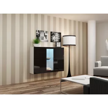 Cama sideboard VIGO 90/120/38 valkoinen/musta kiiltävä