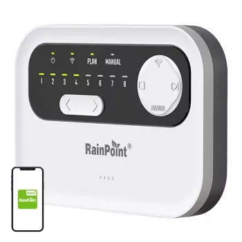 Kastelunohjain RainPoint HIC801W WiFi — 8 vyöhykkeen kasteluohjelmoija, Wi-Fi-yhteys
