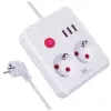 Steckdosenleiste MACLEAN MCE388 W – 2 pistorasiaa, 3×USB, 110–240V, 2500W, 3 m kaapeli, valkoinen