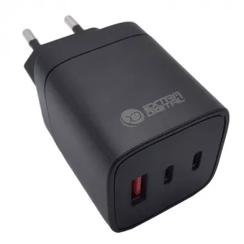 EXTRA DIGITAL GaN 2x USB Type-C, USB Type-A -laturi: 65W, PPS