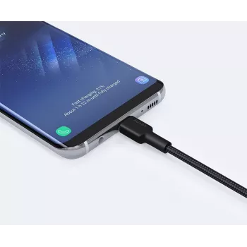 USB-C-USB-A-kaapeli Aukey CB-CA2, nylonpunos, Quick Charge 3 A, 1 m