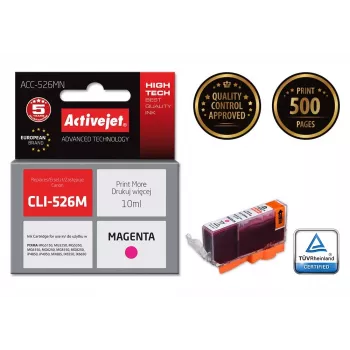 Activejet ACC-526MN mustekasetti, yhteensopiva Canonin kanssa, magenta, väriainemuste, 10 ml, suuri (XL) riitto, yksittäispakkaus