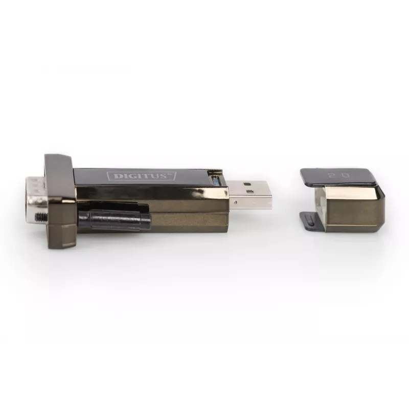 DIGITUS USB 2.0 -sarjaporttisovitin DSUB 9M sis. USB-A-kaapeli 80 cm FTDI-piirisarja USB 2.0 - RS232 (FT232RL)