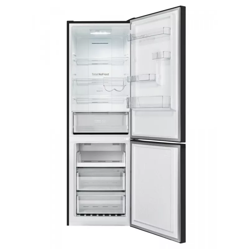 Amica FK3506D.2F(E) jääkaappipakastin, pakastin alhaalla, 226 l jääkaappi + 96 l pakastin, Total No Frost, energialuokka E, musta