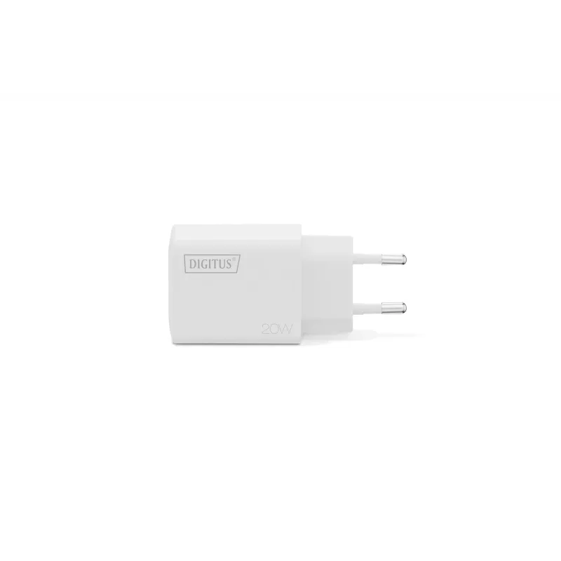 AC USB-laturi DIGITUS 20W, 1x USB-C, 1x USB-A, tulo 100–240V, valkoinen