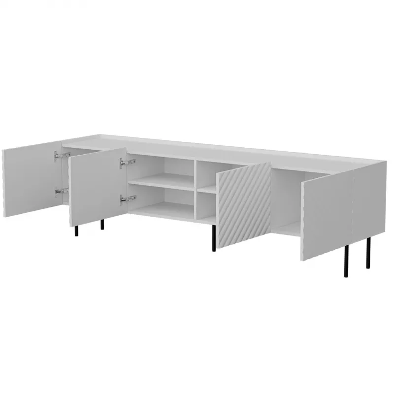 TV-taso cama meble LUCCA 4D, 2000×400×590 mm, valkoinen, lastulevylevy