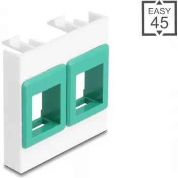 Seinäasennusmoduulikehys 45x45 mm DELOCK Easy 2x Keystone-pidike valkoinen/vihreä