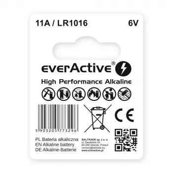 Auton avaimen paristo everActive 11A LR1016 MN11 6V alkaline, nappiparisto 10,3×16 mm, 1 kpl