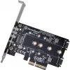Silverstone SST-ECM27 M.2/SATA-sovitinkortti, PCIe 4.0, 1x M-Key, 2x SATA 6G - Low Profile
