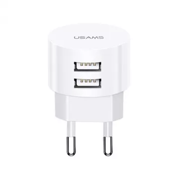 USAMS US-CC080 T20 dual-USB-pyörivälaturi, 10,5 W, valkoinen