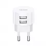 USAMS US-CC080 T20 dual-USB-pyörivälaturi, 10,5 W, valkoinen