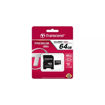 Flash-muisti Transcend 64GB MicroSDXC Class 10 adapteri