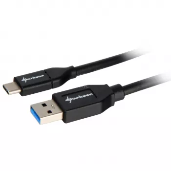 USB-3.2-Gen-2-kaapeli, USB-A-uros > USB-C-uros (musta, 0,5 metriä)