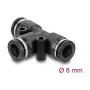 DeLOCK 60749 pneumaattinen T-liitin 8 mm kahdella kiinnitysreiällä