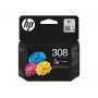 HP 308 alkuperäinen mustekasetti, 3 väriä, vakiomäärä, syaani, magenta, keltainen, väriainemuste, 1 kpl, 120 sivua, yhdistelmäpaketti
