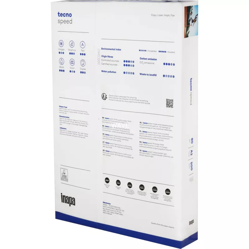 A3-tulostinpaperi inapa-tecno Tecno Speed 500 arkkia valkoinen