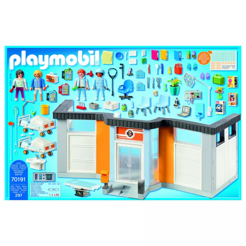 Playmobil 70191 leikkifiguuri sisustettu sairaalasiipi 297 osaa