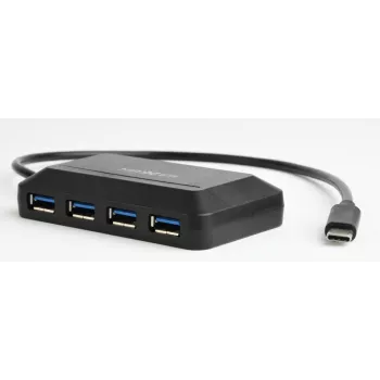 USB-keskitin GEMBIRD ACT-HUB3C-4P — USB 3.2 Gen 1 Type-A isäntä 4 × USB 3.2 Gen 1 Type-C, 5000 Mbit/s, musta