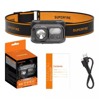 Otsalamppu Superfire HL23 220 lm teholla ja USB-C-latauksella