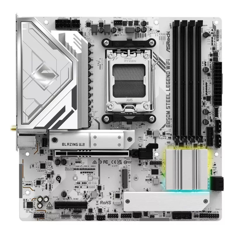 Emolevy ASRock B850M Steel Legend WiFi — AMD B850, kanta AM5, microATX, DDR5, 4 DIMM, Wi-Fi 7, 2.5Gb LAN